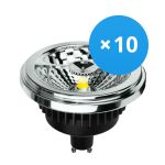 Opakowanie 10x Noxion Lucent LED Spot GU10 AR111 12W 600lm 40D - 930 Ciepła Biel | Najlepsze renderowanie kolorów - Ściemnianie - Zamienne 50W