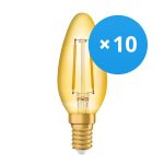 Opakowanie 10x Ledvance Vintage 1906 LED E14 świeca Złoty 1.5W 120lm - 824 Bardzo Ciepła Biel | Zamienne 15W