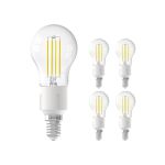 Opakowanie 5x Calex Smart Tuya Wifi E14 Piłka 4.5W 450lm - 818-830 Przestrajalny Valkoinen | Ściemnianie - Zamienne 40W 