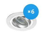 Opakowanie 6x Noxion Wpuszczany Spot Logic MR16 uchylny Aluminium | Aukko 80mm - GU10 Trzonek