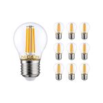 Opakowanie 10x Noxion Lucent LED E27 Piłka Włókno Przezroczysty 4.5W 470lm - 827 Bardzo Ciepła Biel | Zamienne 40W