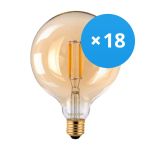 Opakowanie 18x Noxion Lucent LED E27 Globe Włókno Bursztyn 125mm 7.2W 630lm - 822 Bardzo Ciepła Biel | Zamienne 60W