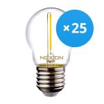 Opakowanie 25x Noxion Lucent LED E27 Piłka Włókno Przezroczysty 1.4W 136LM - 827 Bardzo Ciepła Biel | Zamienne 15W