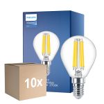 Opakowanie 10x Philips Master Value LED Lustre E14 Piłka Włókno Przezroczysty 3.4W 470lm - 927 Bardzo Ciepła Biel | Najlepsze renderowanie kolorów - Ściemnianie - Zamienne 40W