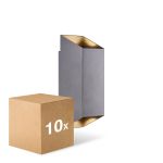 Opakowanie 10x Nordlux Nico Światło Ścienne Aluminium Antracyt Up & Down | IP54 - Nadaje Się Do 2x GU10