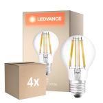Opakowanie 4x Ledvance Classic LED E27 Gruszka Włókno Przezroczysty 11W 1521lm - 827 Bardzo Ciepła Biel | Ściemnianie - Zamienne 100W