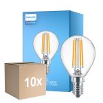 Opakowanie 10x Philips Corepro LED Lustre E14 Piłka Włókno Przezroczysty 6.5W 806lm - 827 Bardzo Ciepła Biel | Zamienne 60W