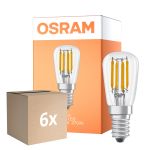 Opakowanie 6x Osram LED Special E14 Tubular Żarówka T26 Włókno Przezroczysty 2.8W 250lm - 827 Bardzo Ciepła Biel | Ściemnianie - Zamienne 25W