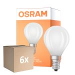 Opakowanie 6x Osram Classic LED E14 Piłka Włókno Matowy 5.5W 806lm - 840 Zimna Biel | Ściemnianie - Zamienne 60W