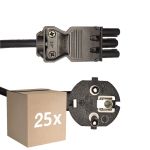 Opakowanie 25x Noxion GST - Kompatybilny Kabel zasilający Czarny - Płeć Żeńska + Schuko Europlug - 2m - 3 pole 0.75mm2