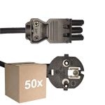 Opakowanie 50x Noxion GST - Kompatybilny Kabel zasilający Czarny - Płeć Żeńska + Schuko Europlug - 2m - 3 pole 0.75mm2