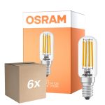 Opakowanie 6x Osram LED Special E14 Tubular Żarówka T26 Włókno Przezroczysty 4.9W 730lm - 827 Bardzo Ciepła Biel | Zamienne 55W