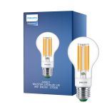 Philips MASTER LED Żarówka Ultra Efficient E27 Gruszka Przezroczysty 4W 840lm - 827 Bardzo Ciepła Biel | Ściemnianie - Zamienne 60W