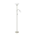 Eglo Lampa podłogowa Up 2 Stal Satynowy Nikiel | IP20 - Nadaje Się Do 1x E27 