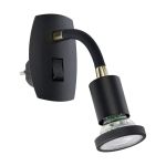 Eglo Światło Ścienne Parrini Lamp Z Wtyczka Czarny 4.5W 345lm - 830 Ciepła Biel | IP20 - W Tym 1x GU10
