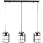 Brilliant Gwen Lampa Wisząca Metal Drewno Czarny | Nadaje Się Do 3x E27