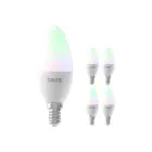 Opakowanie 5x Calex Smart Tuya Wifi E14 świeca 5W 470lm - 822-840 Przestrajalny Valkoinen | RGBW - Ściemnianie - Zamienne 40W