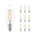 Opakowanie 10x Philips Corepro LED Świeca E14 Włókno Przezroczysty 4.3W 470lm - 827 Bardzo Ciepła Biel | Zamienne 40W