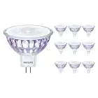 Opakowanie 10x Philips Master Value LED Spot GU5.3 MR16 7.5W 621lm 36D - 927 Bardzo Ciepła Biel | Najlepsze renderowanie kolorów - Ściemnianie - Zamienne 50W