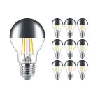 Opakowanie 10x Philips Classic LED Żarówka E27 Gruszka Mirror 7.2W 650lm 650lm - 827 Bardzo Ciepła Biel | Ściemnianie - Zamienne 60W