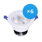 Opakowanie 6x Bright Choice LED Downlight Okrągła Uchylny 15W 1200lm 60D - 930 Ciepła Biel | 135mm - Aukko 110mm - UGR 