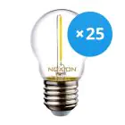 Opakowanie 25x Noxion Lucent LED E27 Piłka Włókno Przezroczysty 1.4W 136LM - 827 Bardzo Ciepła Biel | Zamienne 15W