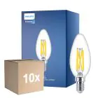 Opakowanie 10x Philips MASTER LED E14 Świeca Włókno Przezroczysty 5.9W 806lm - 922-927 Dim To Warm | Najlepsze Renderowanie Kolorów - Ściemnianie - Zamienne 60W