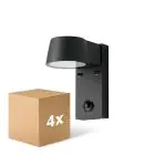 Opakowanie 4x D'Lite Światło Ścienne Lira Czarny 7W 600lm 830 Ciepła Biel | IP54 - Czujnik Ruchu