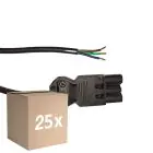 Opakowanie 25x Noxion GST - Kompatybilny Kabel zasilający Czarny - Męski + Końcówki otwarte - 3m - 3 pole 0,75mm2