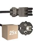 Opakowanie 25x Noxion GST - Kompatybilny Kabel zasilający Czarny - Płeć Żeńska + Schuko Europlug - 2m - 3 pole 0.75mm2