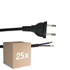Opakowanie 25x Noxion Euro Kabel zasilający Czarny - C7 Europlug + Końcówki otwarte - 2m - 2 pole 0,75mm2