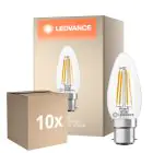 Opakowanie 10x Ledvance Classic LED B22 Świeca Włókno Przezroczysty 3.4W 470lm - 827 Bardzo Ciepła Biel | Zamienne 40W