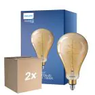 Opakowanie 2x Philips Classic LED Żarówka E27 Gruszka Złoty 7W 470lm - 818 Bardzo Ciepła Biel | Ściemnianie - Zamienne 40W