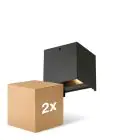 Opakowanie 2x D'Lite Światło Ścienne Elingen Aluminium Czarny Up & Down 4.9W 480lm - 830 Ciepła Biel | IP65 - Czujnik Światła