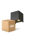 Opakowanie 4x D'Lite Światło Ścienne Elingen Aluminium Czarny Up & Down 4.9W 480lm - 830 Ciepła Biel | IP65 - Czujnik Światła