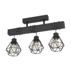 Eglo Lampa sufitowa Townshend 5 Stal Drewno Czarny | IP20 - Nadaje Się Do 3x E27 