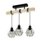 Eglo Lampa sufitowa Townshend 5 Stal Drewno Czarny | IP20 - Nadaje Się Do 3x E27 