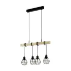 Eglo Lampa Wisząca Townshend 5 Stal Drewno Czarny | IP20 - Nadaje Się Do 4x E27 